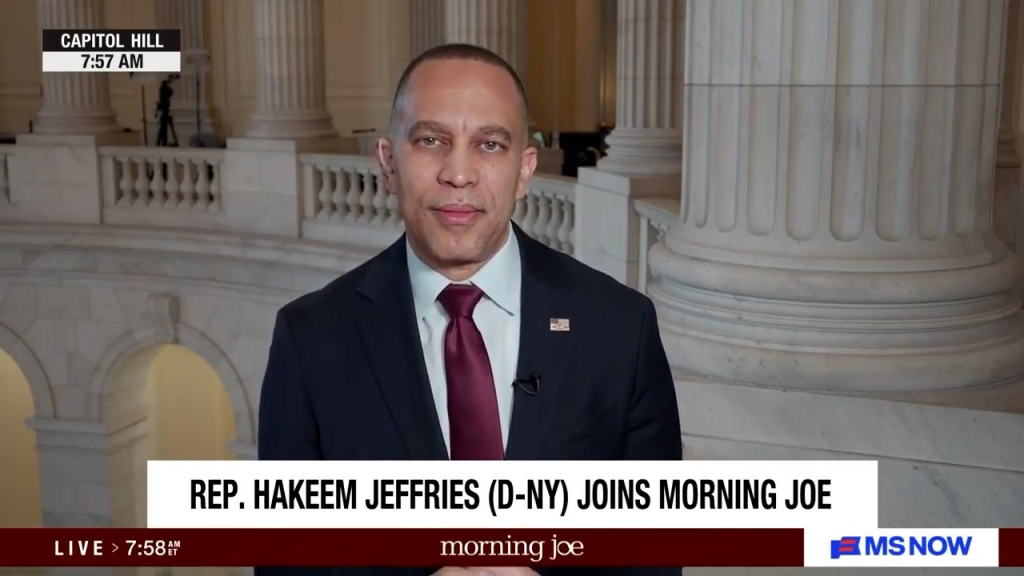 Leader Jeffries appearing on Morning Joe from the Cannon Rotunda