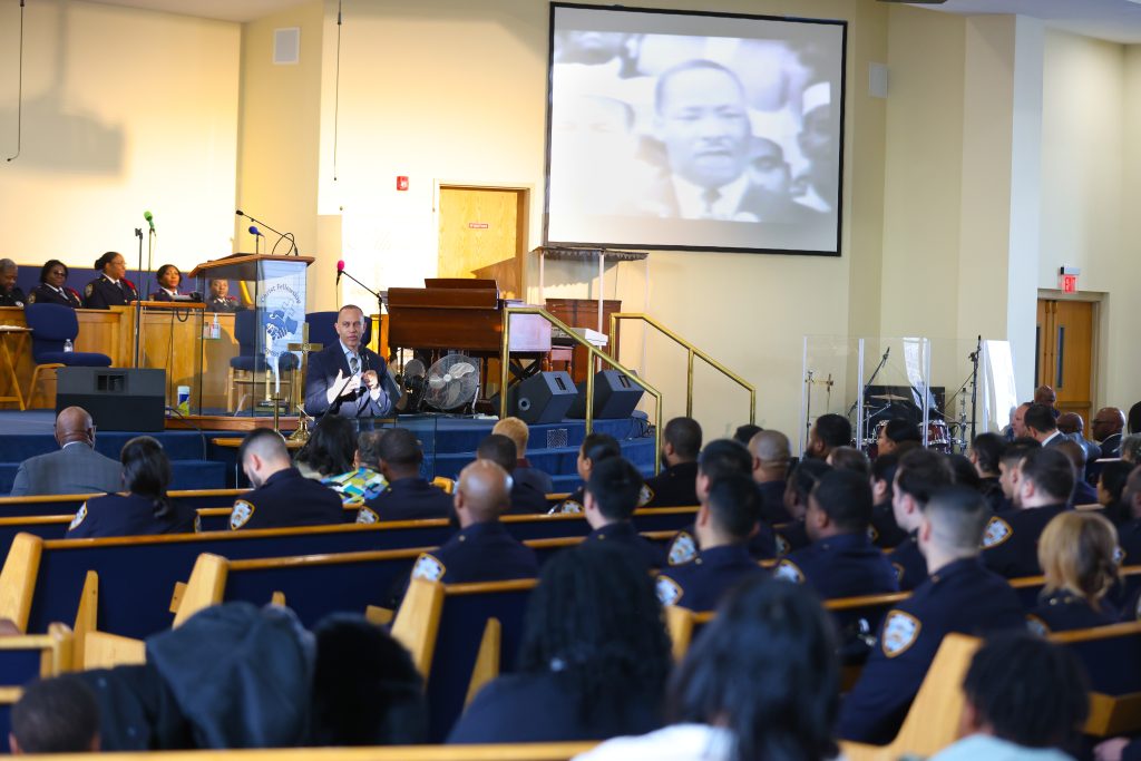 Leader Jeffries speaking to members of the National Organization of Black Law Enforcement Executives