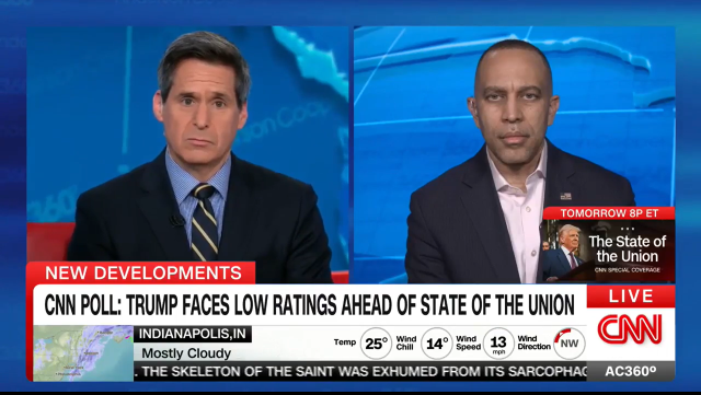 John Berman (left) and Leader Jeffries (right) appearing on CNN's Anderson Cooper 360