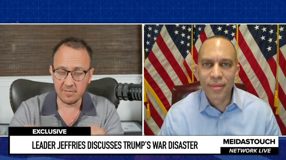 Ben Meiselas (left) and Leader Jeffries (right) appearing on MeidasTouch