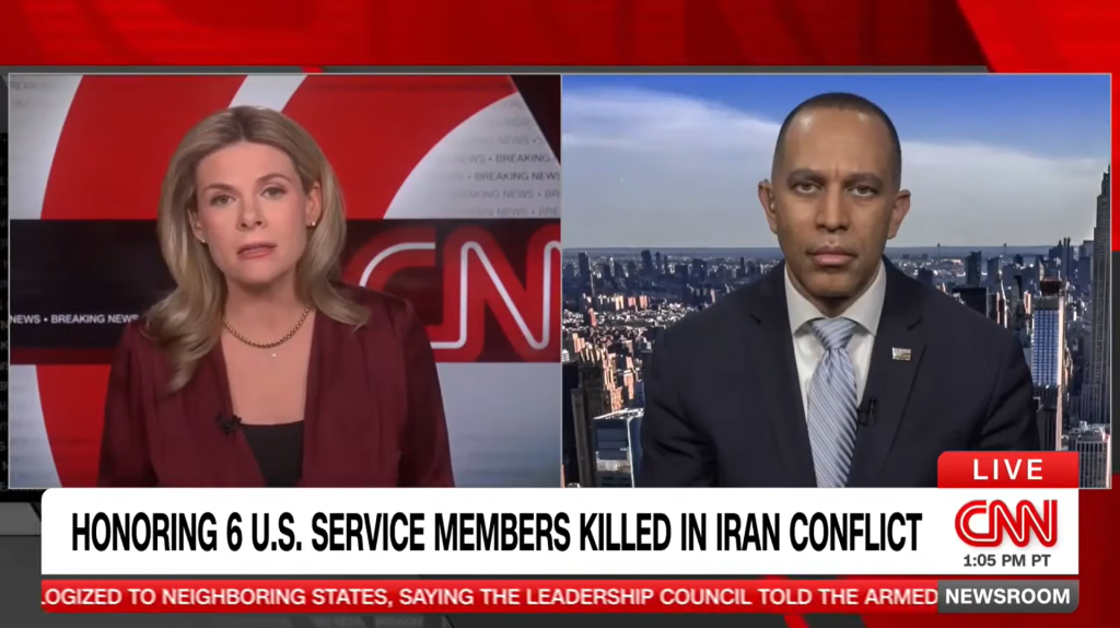 Jessica Dean (left) and Leader Jeffries (right) appearing on CNN Newsroom