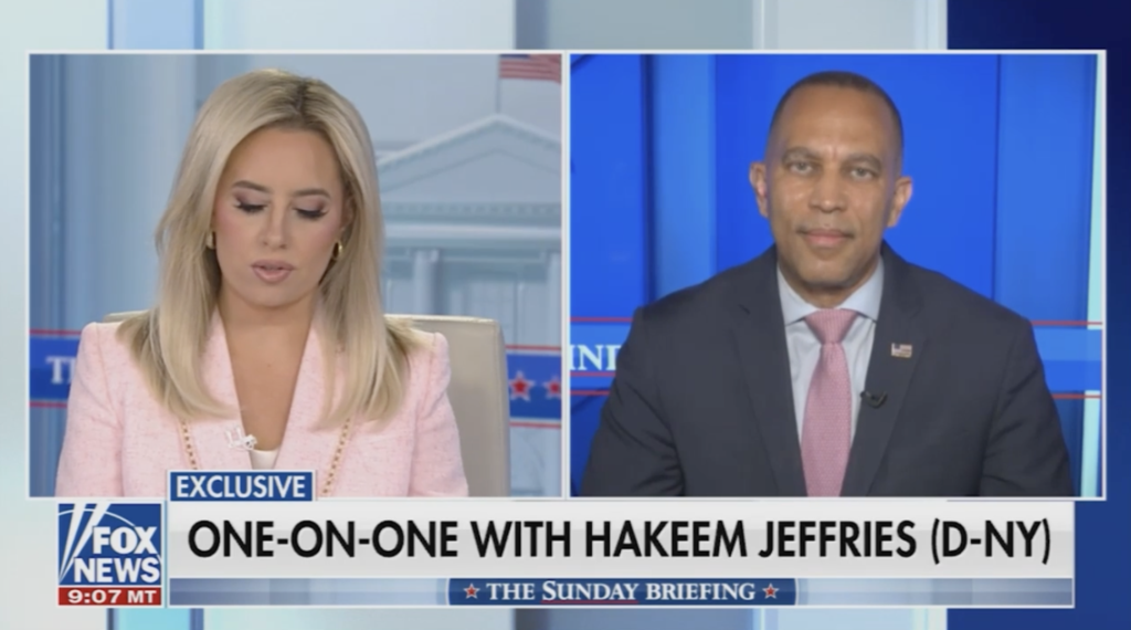 Jacqui Heinrich (left) and Leader Jeffries (right) appearing on Fox News' The Sunday Briefing